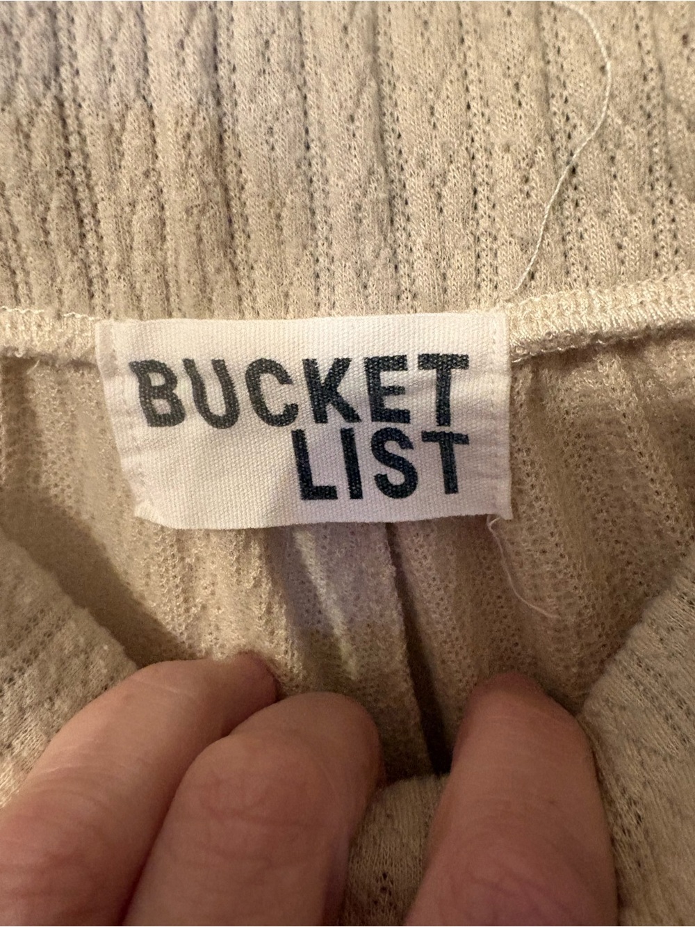 BUCKETLIST Beige Ribbed Knit Top with Navy Logo - Picture 3 of 3